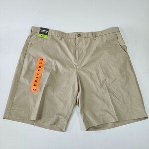 Haggar Premium Cool 18 Men's Shorts Sz 42 Khaki Straight Fit Superflex Waistband